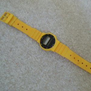 Quartz Watch Waterproof Digital Display Yellow Band by UNDERWETS Vtg 80s